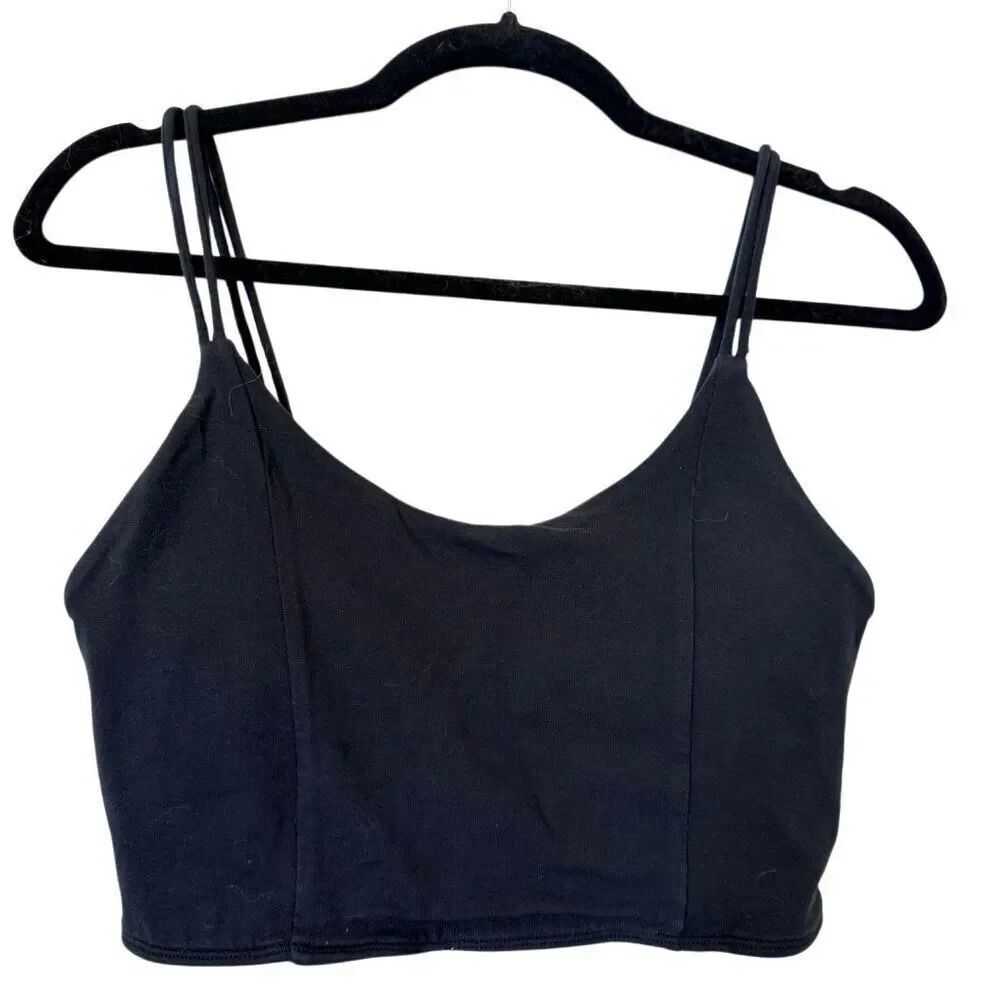Forever 21 Scoop Neck Non-wire Strappy Padded Black Sports Bra Large
